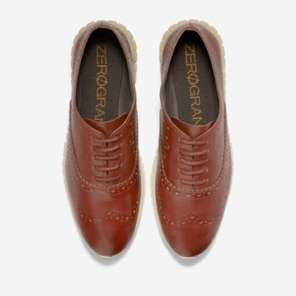 Cole Haan ZeroGrand Leather Wingtip Oxford In Color Woodbury Size 7.5 - Picture 2 of 5